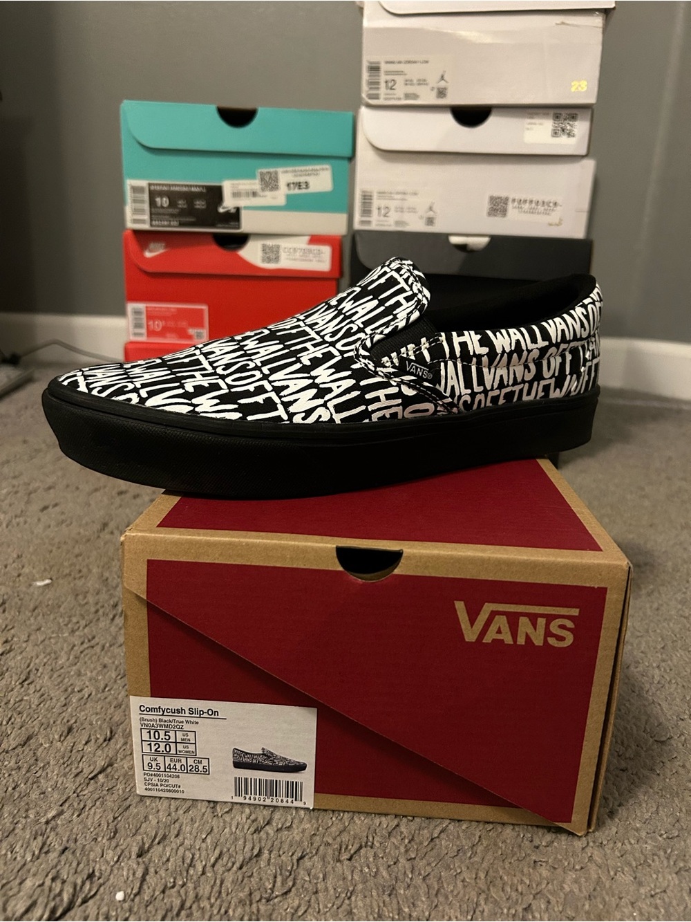 Vans ComfyCush Slip-On Black/White (Brush) 10.5 New!!